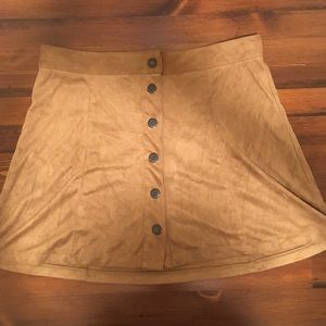 Brown faux suede mini skirt
